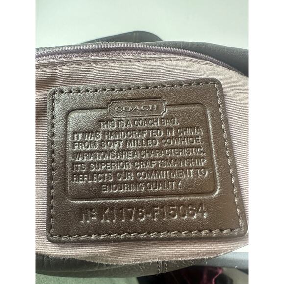 Coach Chocolate Brown Duffle Bucket Bag Pebbled Leather Shoulder Purse F15064 - Picture 3 of 16